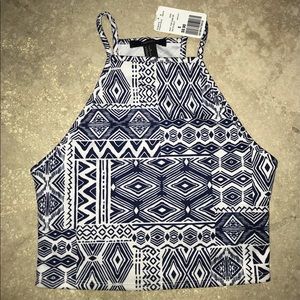 Forever 21 crop top navy and white size S